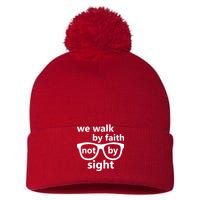 Walk By Faith Not By Sight Christian Pom Pom 12in Knit Beanie