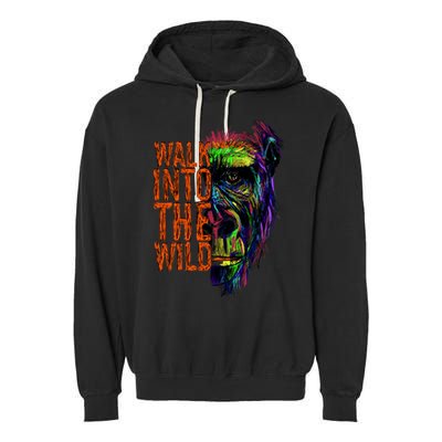 Walk Into The Wild Colorful Gorilla Garment-Dyed Fleece Hoodie