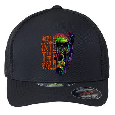 Walk Into The Wild Colorful Gorilla Flexfit Unipanel Trucker Cap
