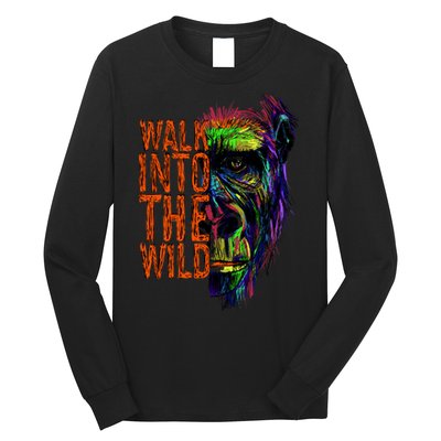 Walk Into The Wild Colorful Gorilla Long Sleeve Shirt