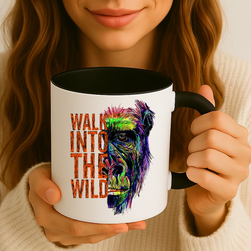 Walk Into The Wild Colorful Gorilla Mug