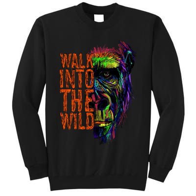 Walk Into The Wild Colorful Gorilla Tall Sweatshirt