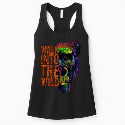 Walk Into The Wild Colorful Gorilla Womens Tank Top