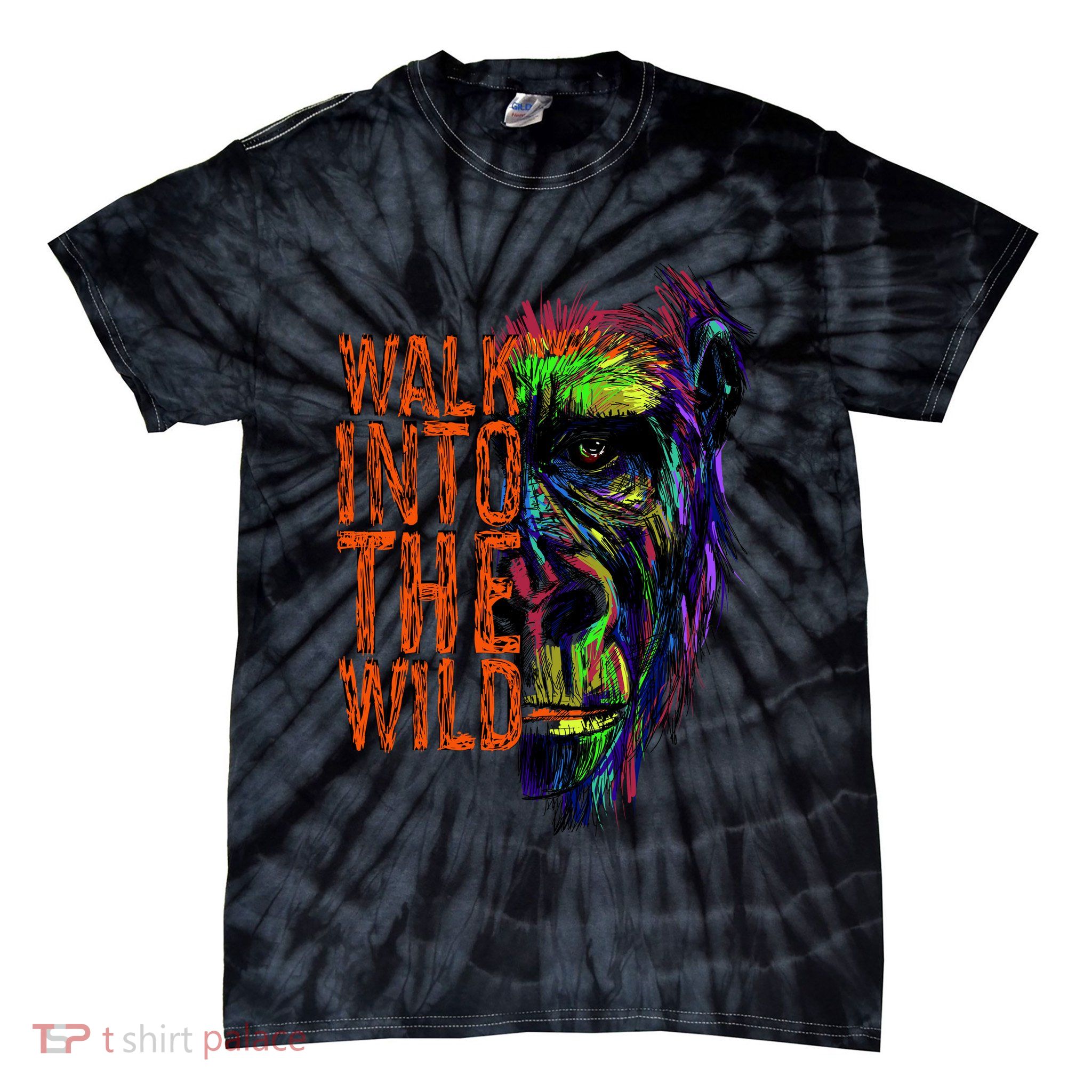 Walk Into The Wild Colorful Gorilla Tie-Dye T-Shirt