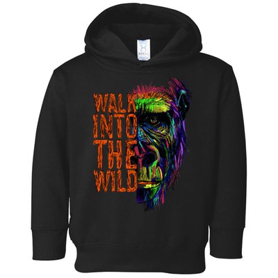 Walk Into The Wild Colorful Gorilla Toddler Hoodie