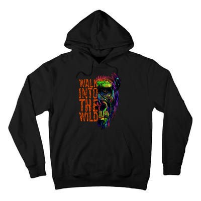 Walk Into The Wild Colorful Gorilla Tall Hoodie