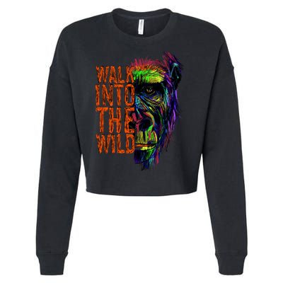 Walk Into The Wild Colorful Gorilla Cropped Pullover Crew