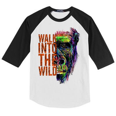 Walk Into The Wild Colorful Gorilla Kids Colorblock Raglan Jersey