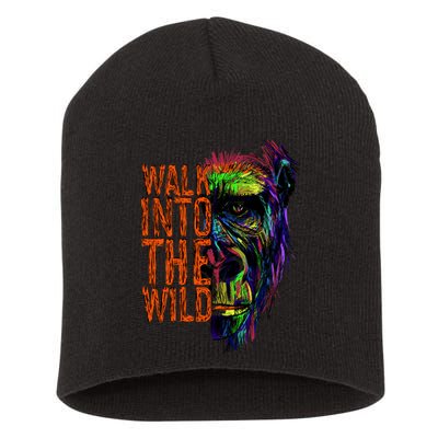 Walk Into The Wild Colorful Gorilla Short Acrylic Beanie
