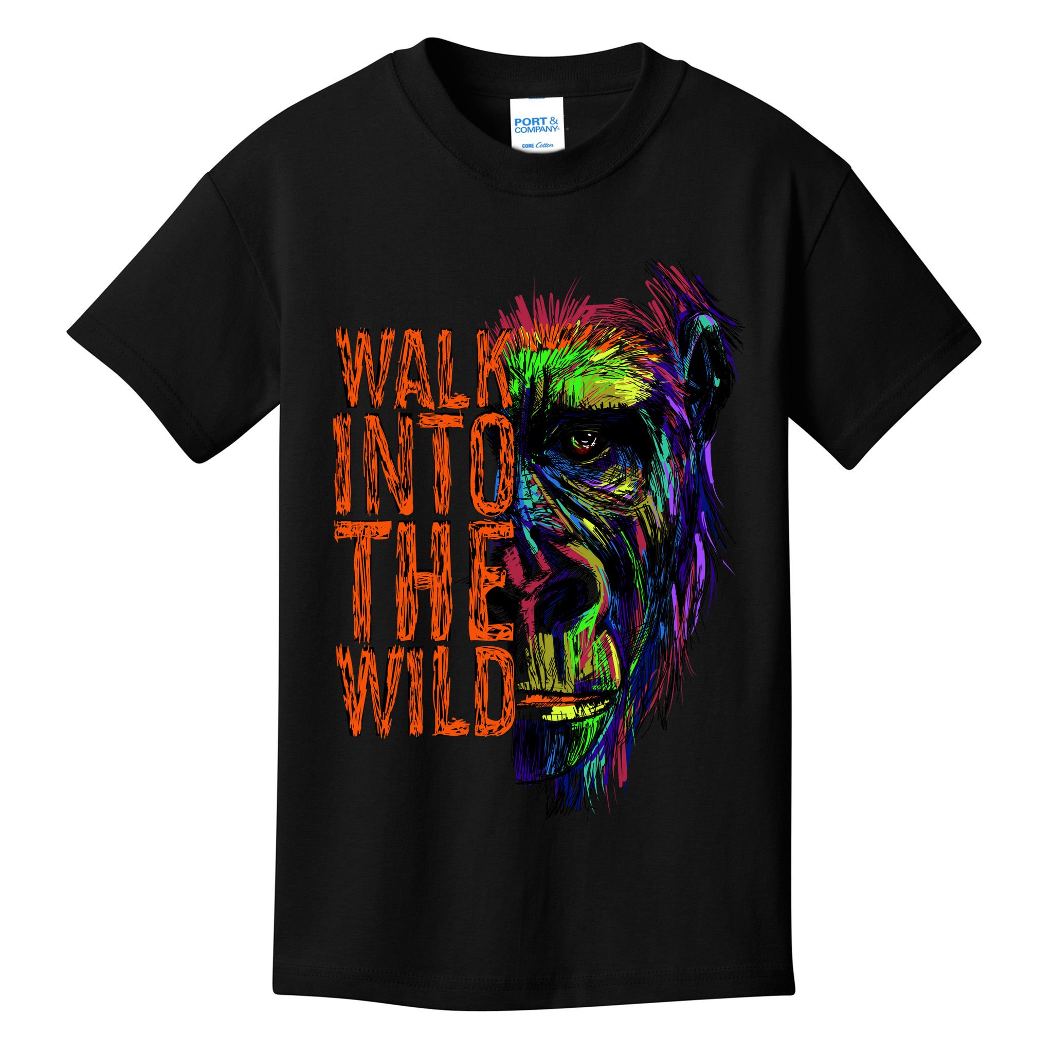 Walk Into The Wild Colorful Gorilla Kids T-Shirt