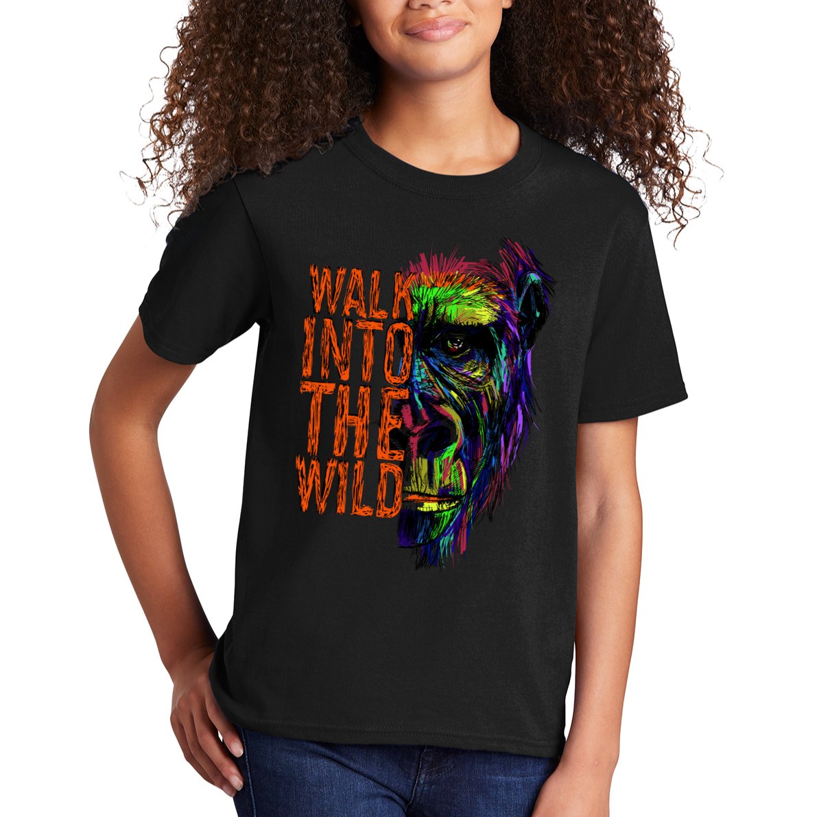 Walk Into The Wild Colorful Gorilla Kids T-Shirt
