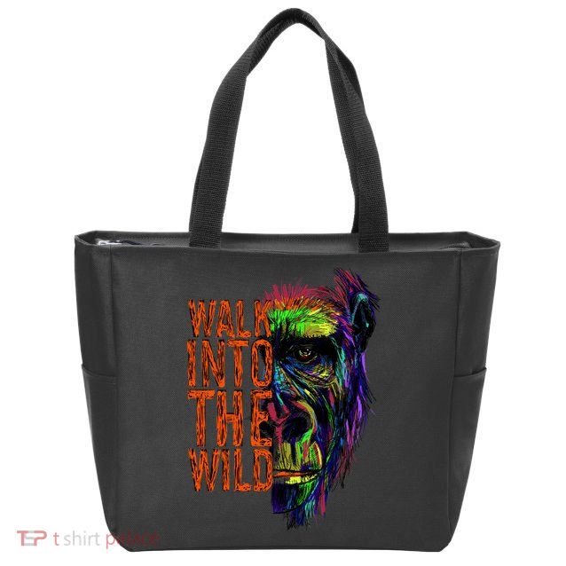 Walk Into The Wild Colorful Gorilla Zip Tote Bag