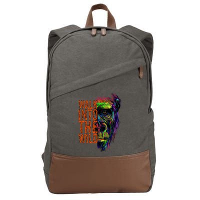 Walk Into The Wild Colorful Gorilla Cotton Canvas Backpack
