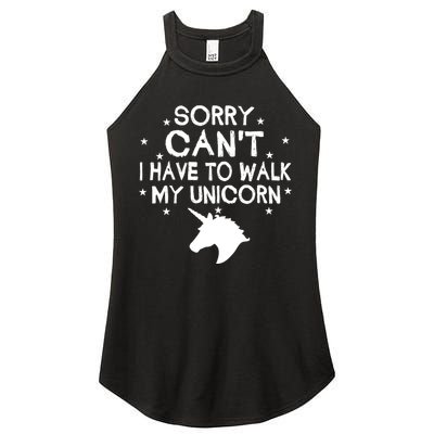 Walk My Unicorn  Women's Perfect Tri Rocker Tank