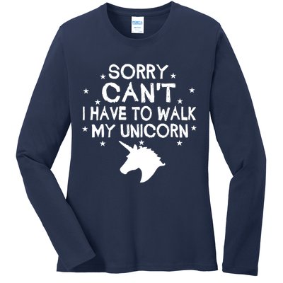 Walk My Unicorn  Ladies Long Sleeve Shirt
