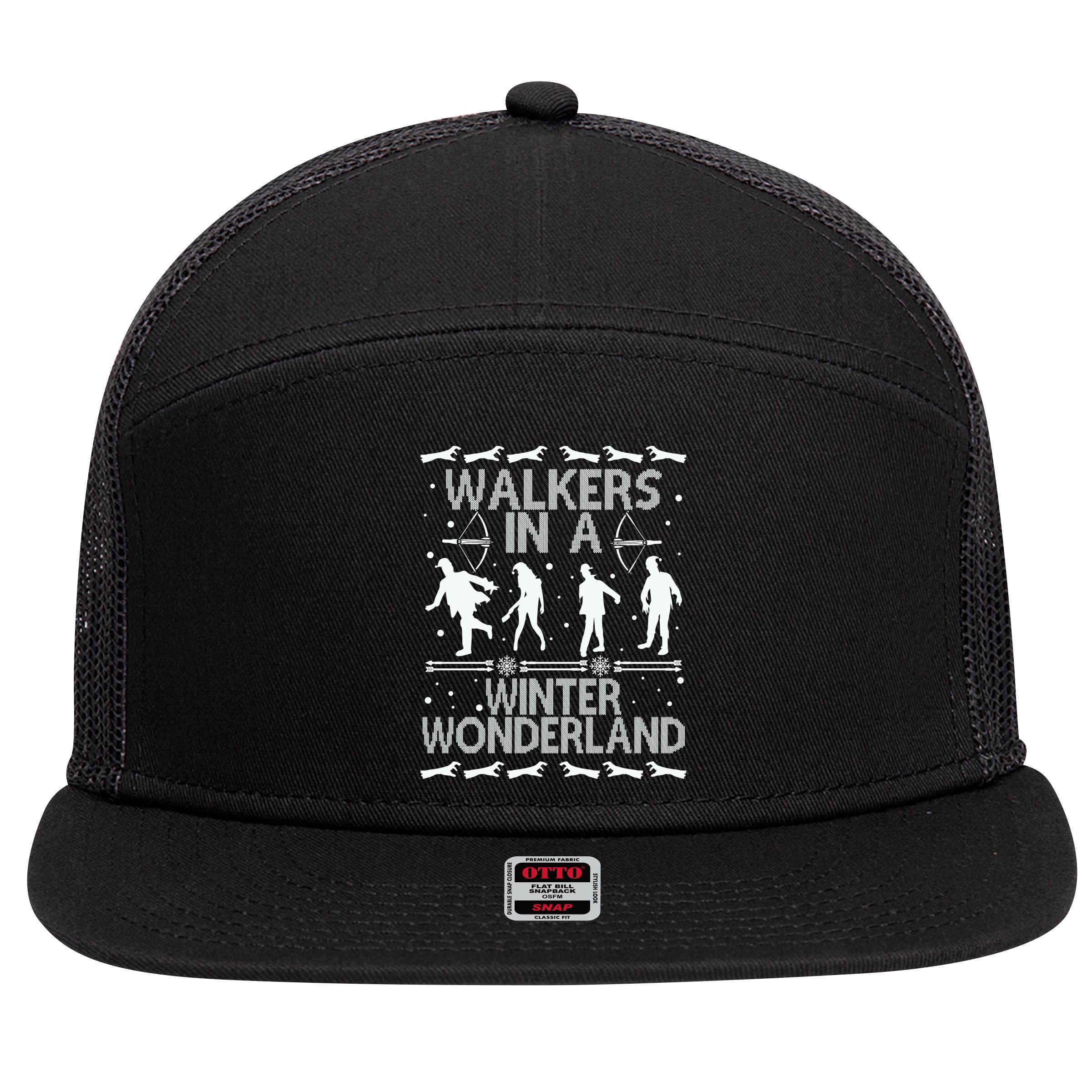 Walkers In A Winter Wonderland 7 Panel Mesh Trucker Snapback Hat