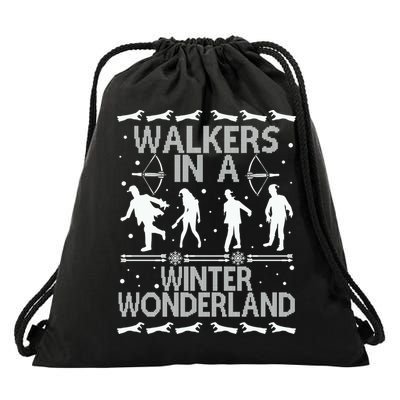 Walkers In A Winter Wonderland Drawstring Bag