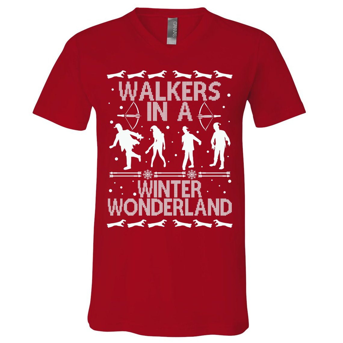 Walkers In A Winter Wonderland V-Neck T-Shirt
