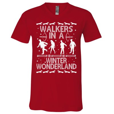 Walkers In A Winter Wonderland V-Neck T-Shirt