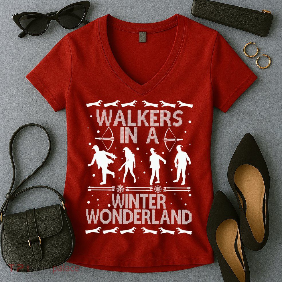 Walkers In A Winter Wonderland Women's V-Neck T-Shirt