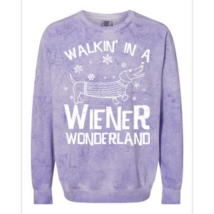 Walking In A Wiener Wonderland Funny Christmas Colorblast Crewneck Sweatshirt