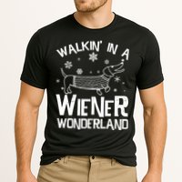 Walking In A Wiener Wonderland Funny Christmas Cooling Performance Crew T-Shirt