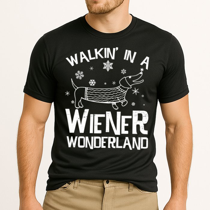 Walking In A Wiener Wonderland Funny Christmas Cooling Performance Crew T-Shirt