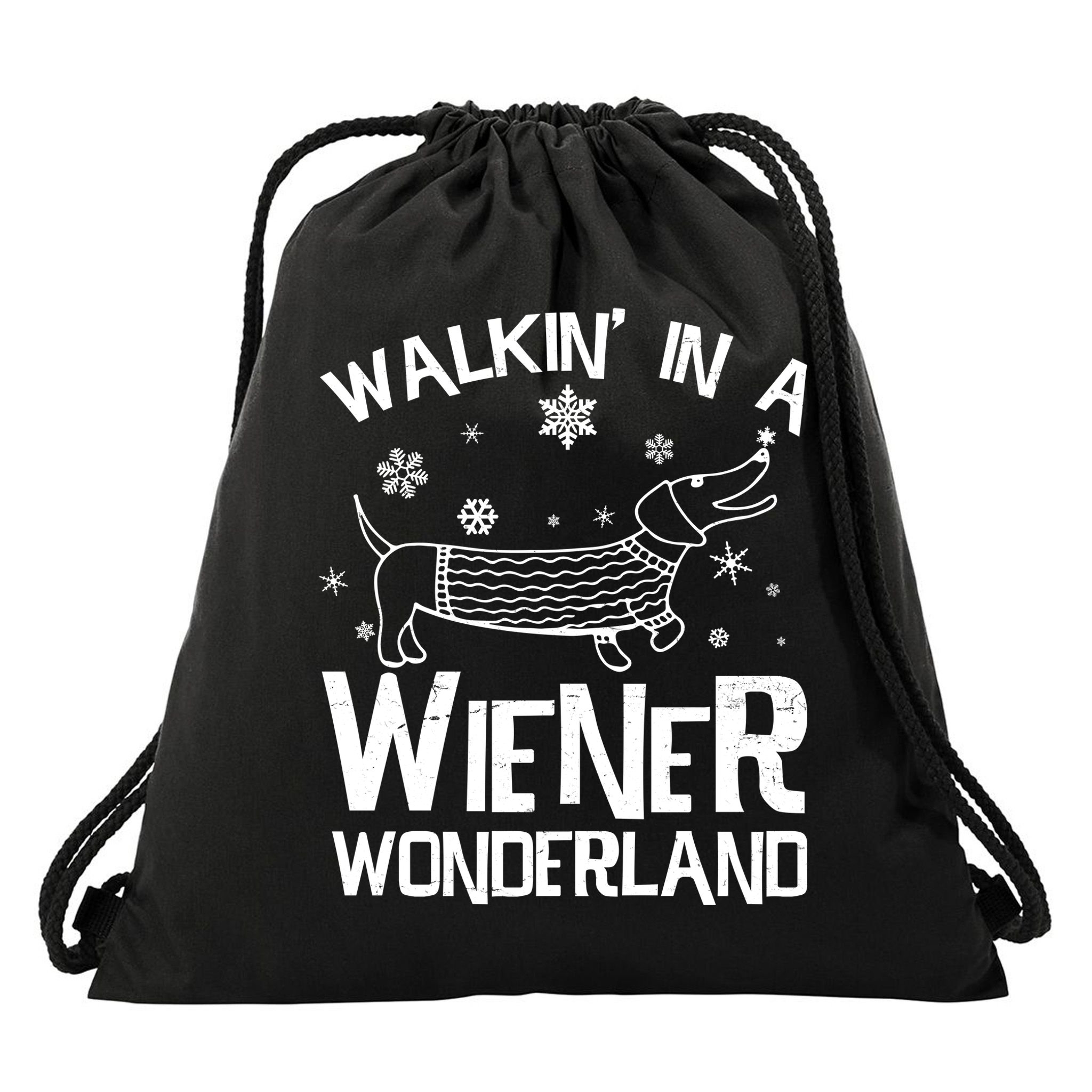 Walking In A Wiener Wonderland Funny Christmas Drawstring Bag