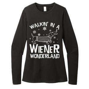 Walking In A Wiener Wonderland Funny Christmas Womens CVC Long Sleeve Shirt