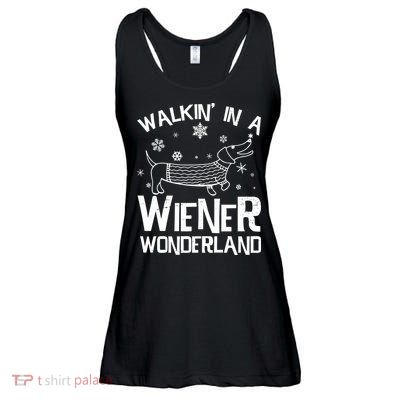 Walking In A Wiener Wonderland Funny Christmas Ladies Essential Flowy Tank