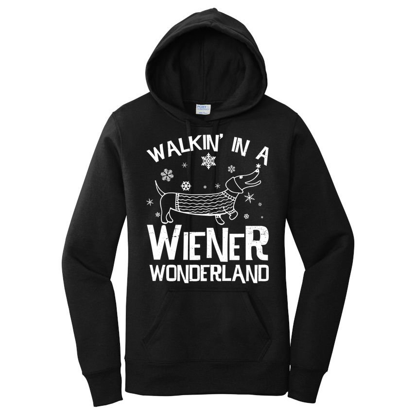 Walking In A Wiener Wonderland Funny Christmas Women's Pullover Hoodie