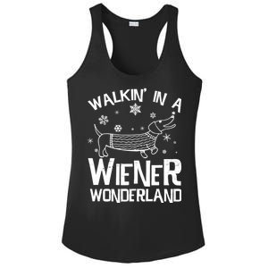 Walking In A Wiener Wonderland Funny Christmas Ladies PosiCharge Competitor Racerback Tank