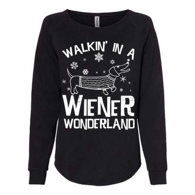 Walking In A Wiener Wonderland Funny Christmas Womens California Wash Sweatshirt