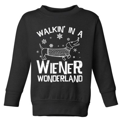 Walking In A Wiener Wonderland Funny Christmas Toddler Sweatshirt