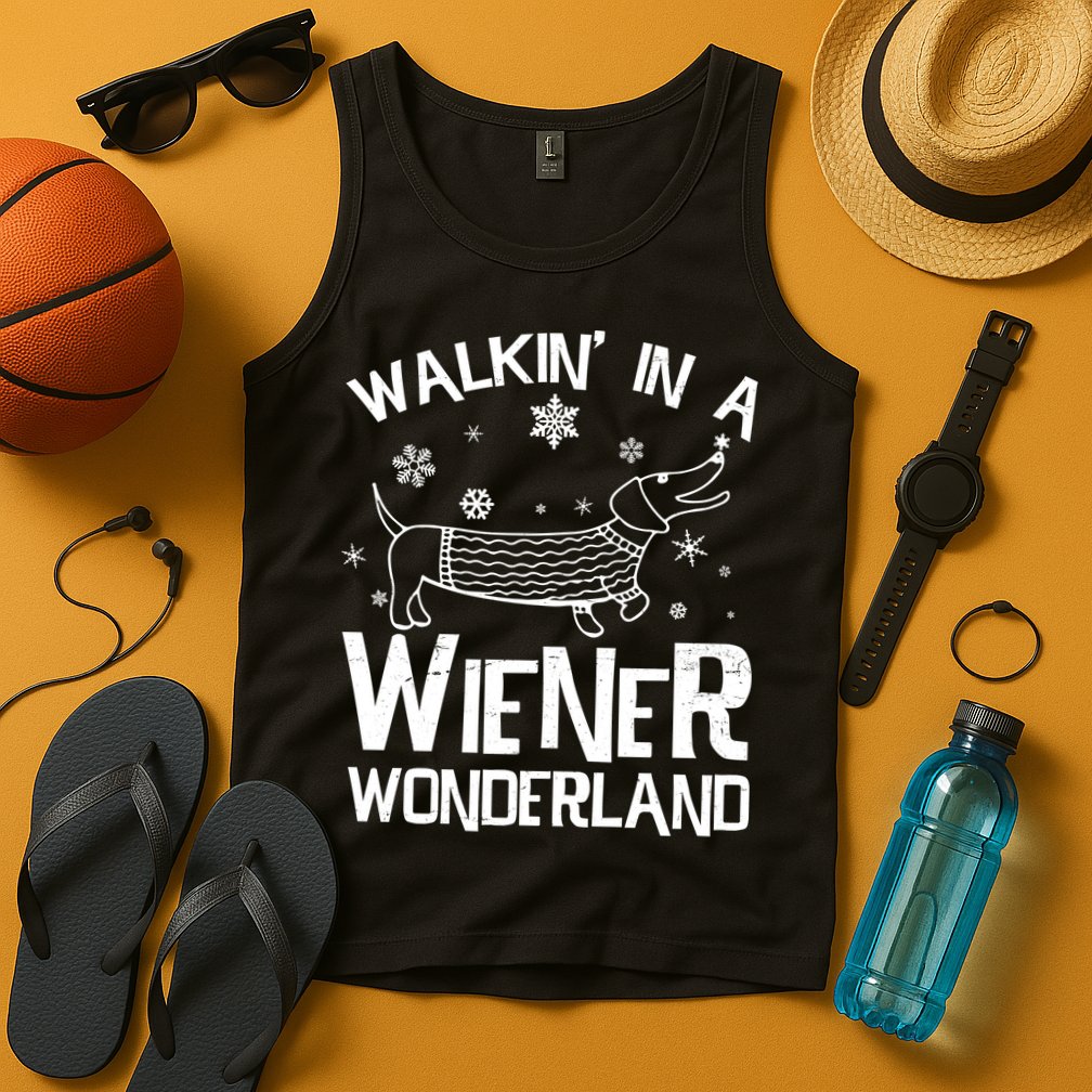 Walking In A Wiener Wonderland Funny Christmas Tank Top