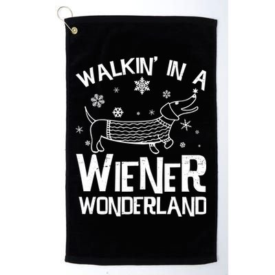 Walking In A Wiener Wonderland Funny Christmas Golf Towel