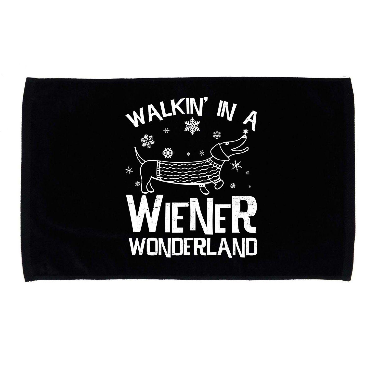 Walking In A Wiener Wonderland Funny Christmas Microfiber Hand Towel