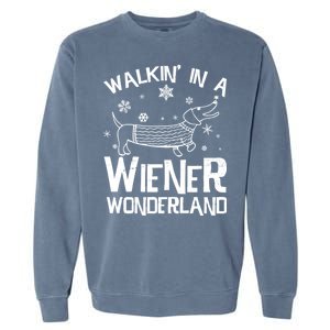 Walking In A Wiener Wonderland Funny Christmas Garment-Dyed Sweatshirt