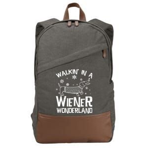 Walking In A Wiener Wonderland Funny Christmas Cotton Canvas Backpack