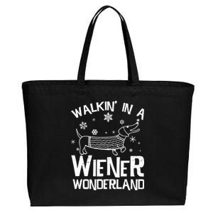 Walking In A Wiener Wonderland Funny Christmas Cotton Canvas Jumbo Tote