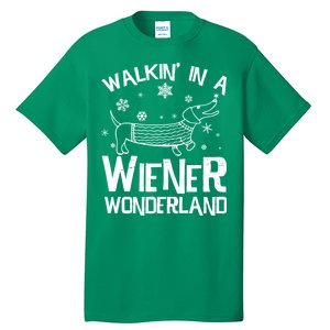 Walking In A Wiener Wonderland Funny Christmas Tall T-Shirt