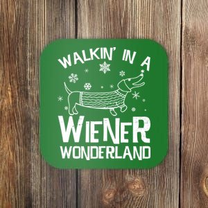 Walking In A Wiener Wonderland Funny Christmas Coaster