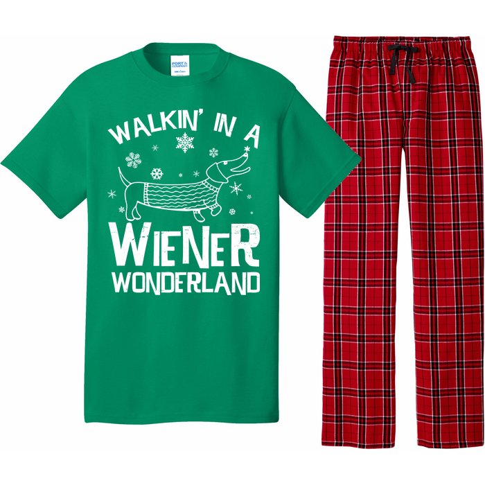 Walking In A Wiener Wonderland Funny Christmas Pajama Set