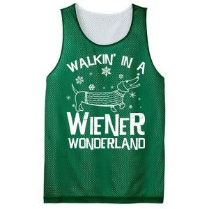 Walking In A Wiener Wonderland Funny Christmas Mesh Reversible Basketball Jersey Tank