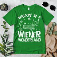 Walking In A Wiener Wonderland Funny Christmas Premium T-Shirt