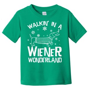 Walking In A Wiener Wonderland Funny Christmas Toddler T-Shirt