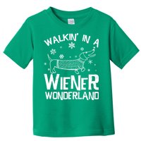 Walking In A Wiener Wonderland Funny Christmas Toddler T-Shirt