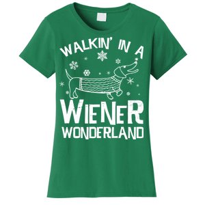 Walking In A Wiener Wonderland Funny Christmas Women's T-Shirt