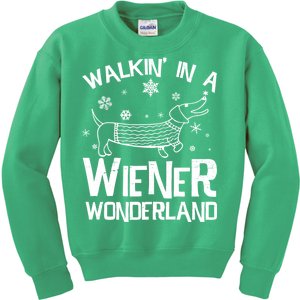 Walking In A Wiener Wonderland Funny Christmas Kids Sweatshirt