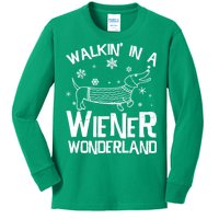 Walking In A Wiener Wonderland Funny Christmas Kids Long Sleeve Shirt